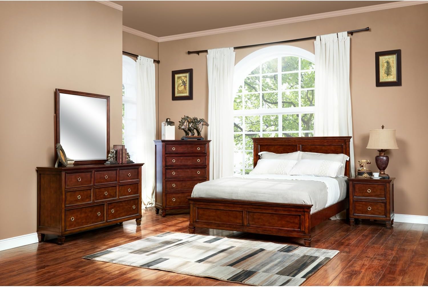 New Classic Furniture Tamarack Wood Queen Bed, Brown Cherry