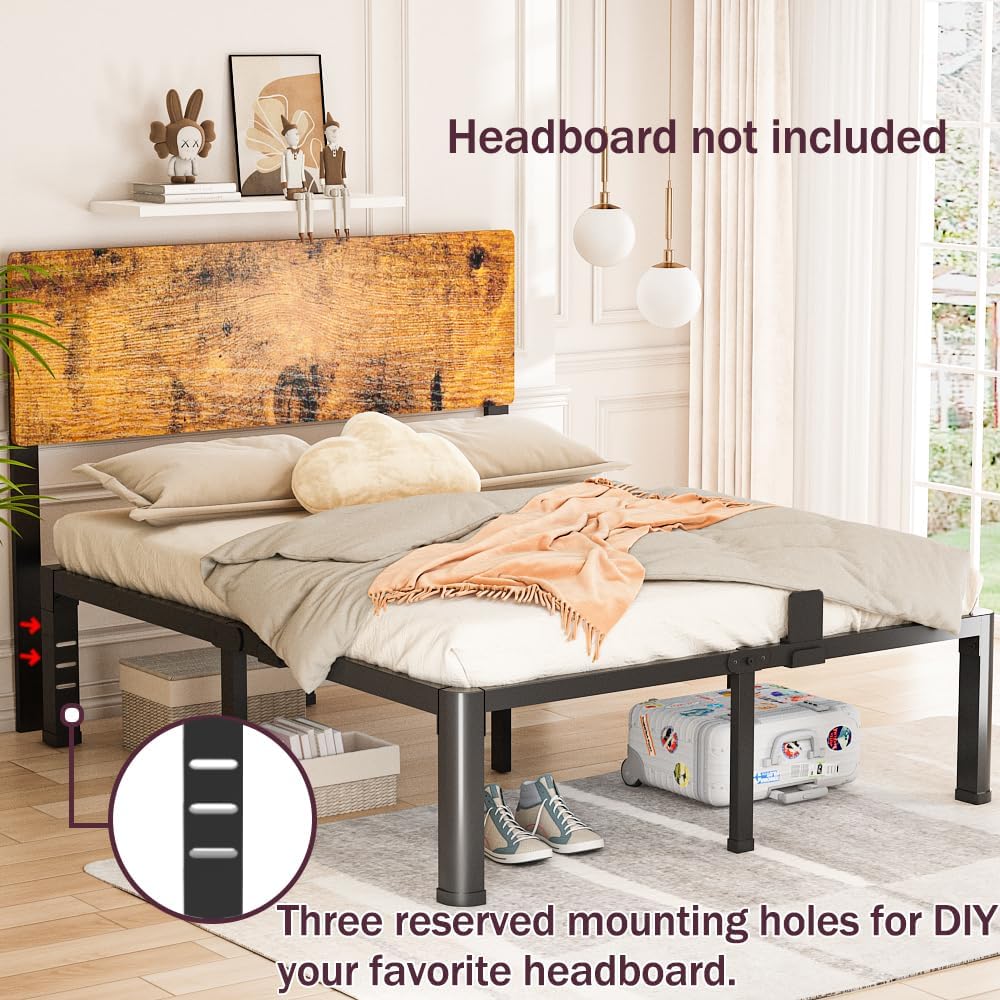 Bilily 10 Inch Low Bed Frame King with Round Corner Legs,3500 LBS Heavy Duty Low Profile King Size Bed Frame Metal Platform, No Box Spring Needed, Easy Assembly, Noise-free, Headboard Compatible,Black
