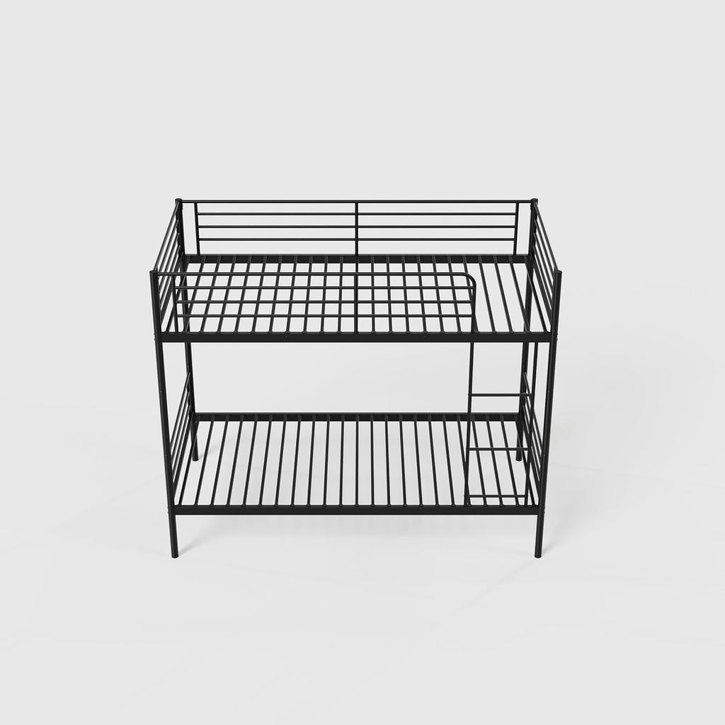 Bellemave Twin Over Twin Bunk Beds, Metal Bunk Bed Frame with Ladder and Full-Length Guardrail for Kids, Adults, Can be Split, Black