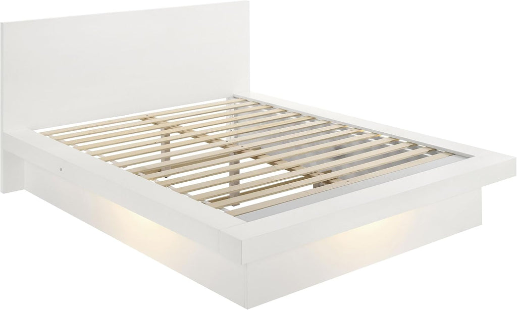 Coaster Home Furnishings Jessica Contemporary 4-Piece Bedroom Set Queen Size LED Panel Bed Frame 43-inch Headboard Snow White 202990Q-S4