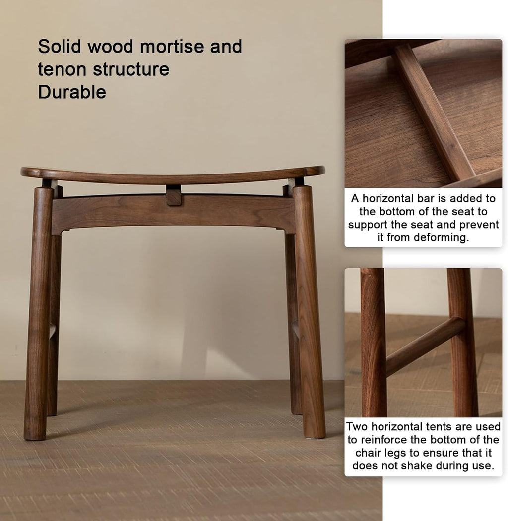 Solid Wood Vanity Chair, Bedroom Vanity Stool, Mortise and Tenon Structure, Rounded Corners, Widened Seat, Simple Shape, Multifunctional,Beige-One Size