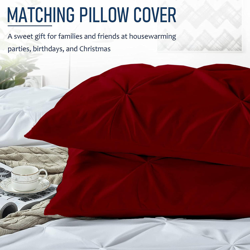 Crown Collection Luxuriate Hotel 1000-TC Hypoallergenic Ultra Soft Design 100% Egyptian Cotton Pinch Plated Duvet Cover with Zipper Colser & 2pcs Pillow Case Set (Super King Plus 120X120, Burgundy)