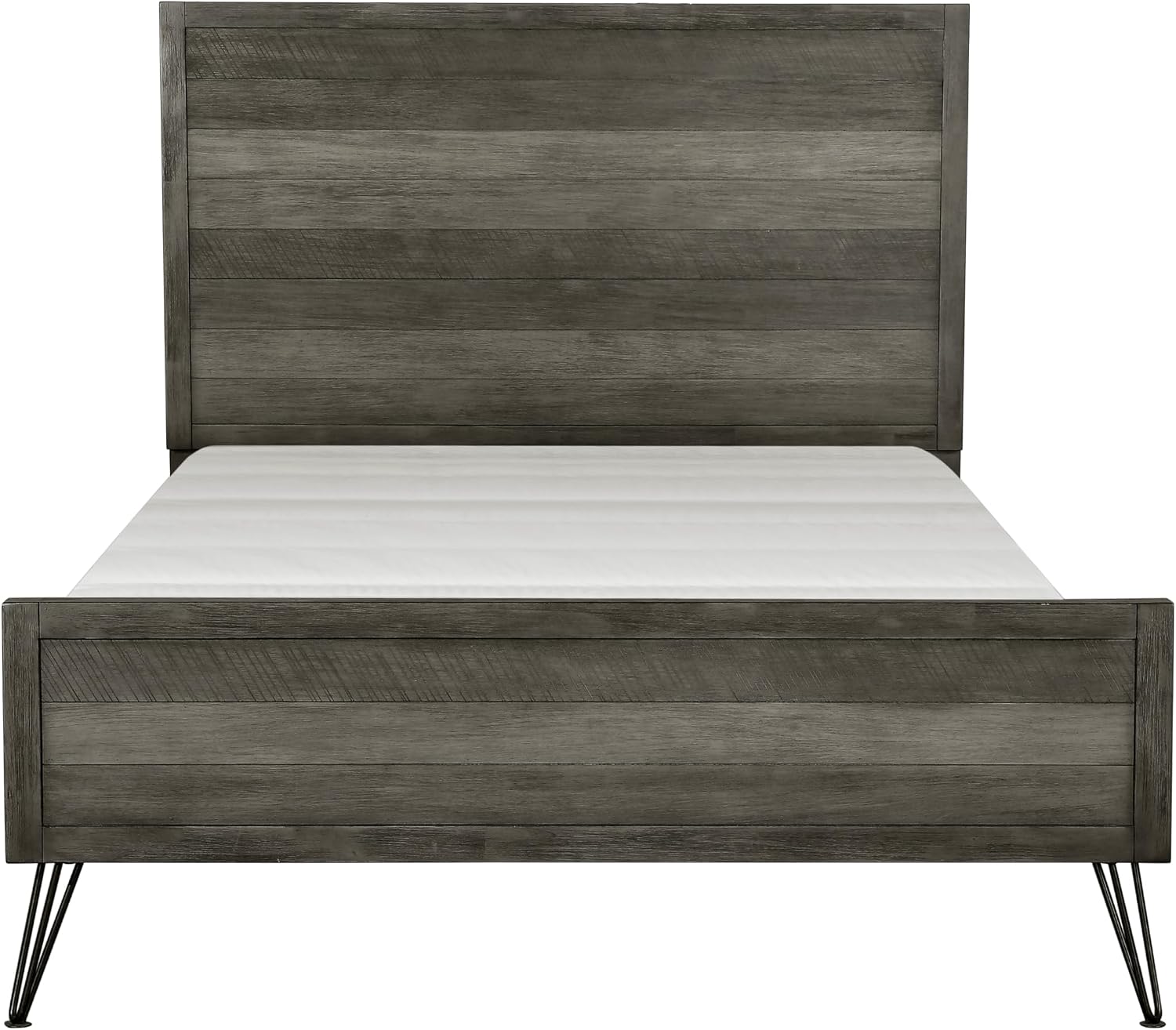 4-Pieces Bed Set Contemporary Style King Size Panel Bed Multi Gray Finish Solid Acacia Wood Bedroom Furniture