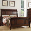 Pine Wood Queen Sleigh Bed, Cherry Brown