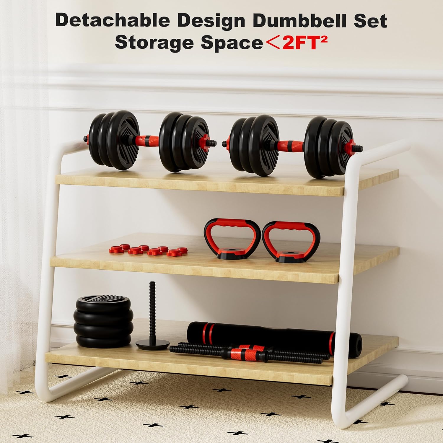 Adjustable Dumbbell Set, 10/20/30/45/70/90lbs Free Weight Set with Connector, 5 in1 Dumbbells Set Used as Barbell, Kettlebells, Push up Stand,Weight Plate, Fitness Exercises for Home Gym Suitable Men/Women