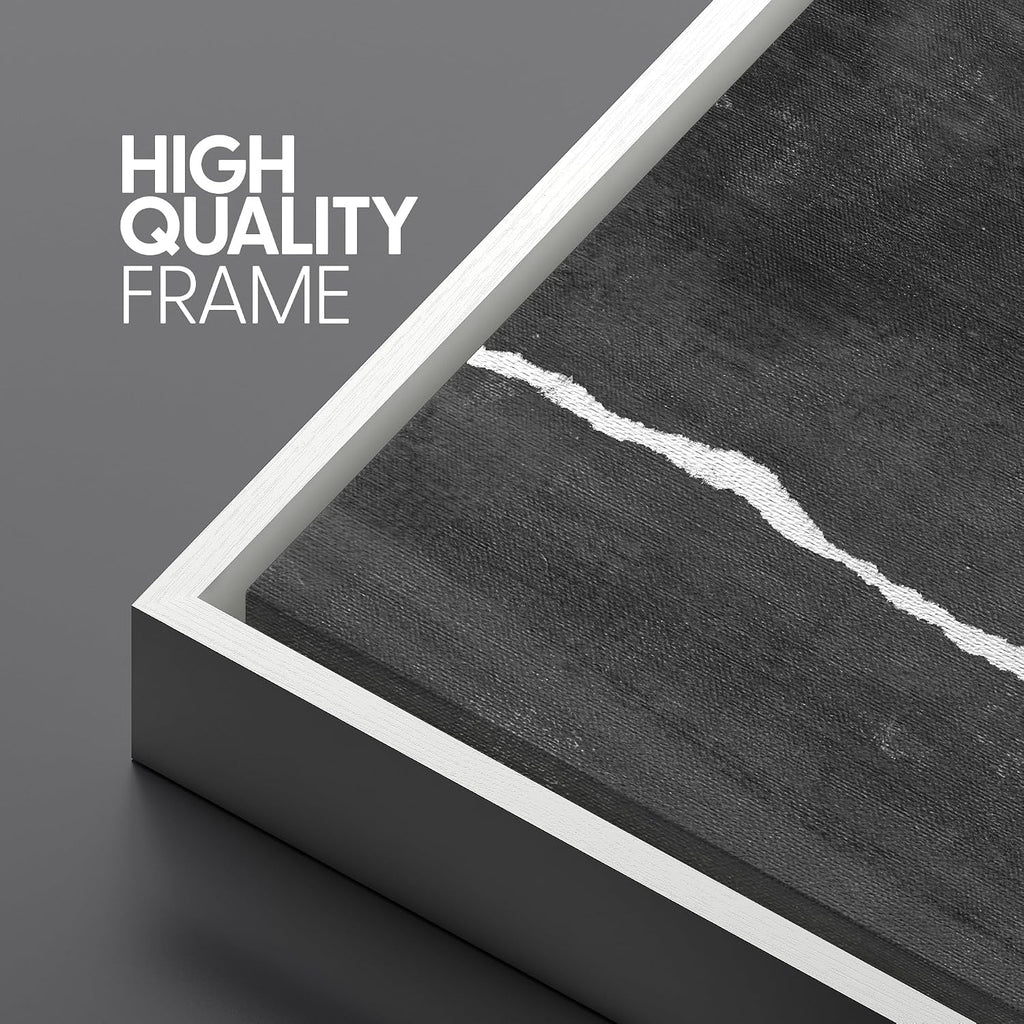 SIGNLEADER Framed Canvas Print Wall Art Set Black and White Torn Minimalist Grunge Illustrations Minimal Decorative Bohemian Nordic for Living Room, Bedroom, Office - 16'x24'x3 WHITE