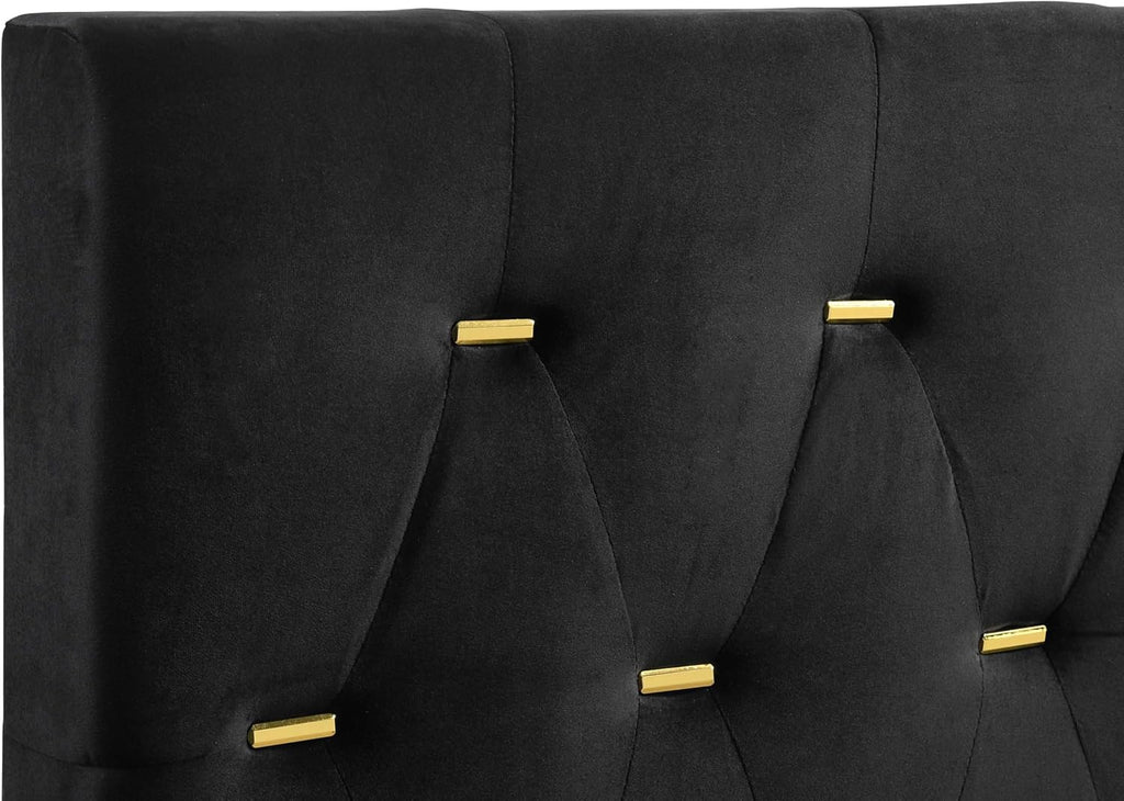 Coaster Home Furnishings Kendall 5-piece Modern Bedroom Set Queen Size Upholstered Tufted Bed Frame Velvet Upholstery Nightstand Dresser Mirror and Chest Black 224451Q-S5
