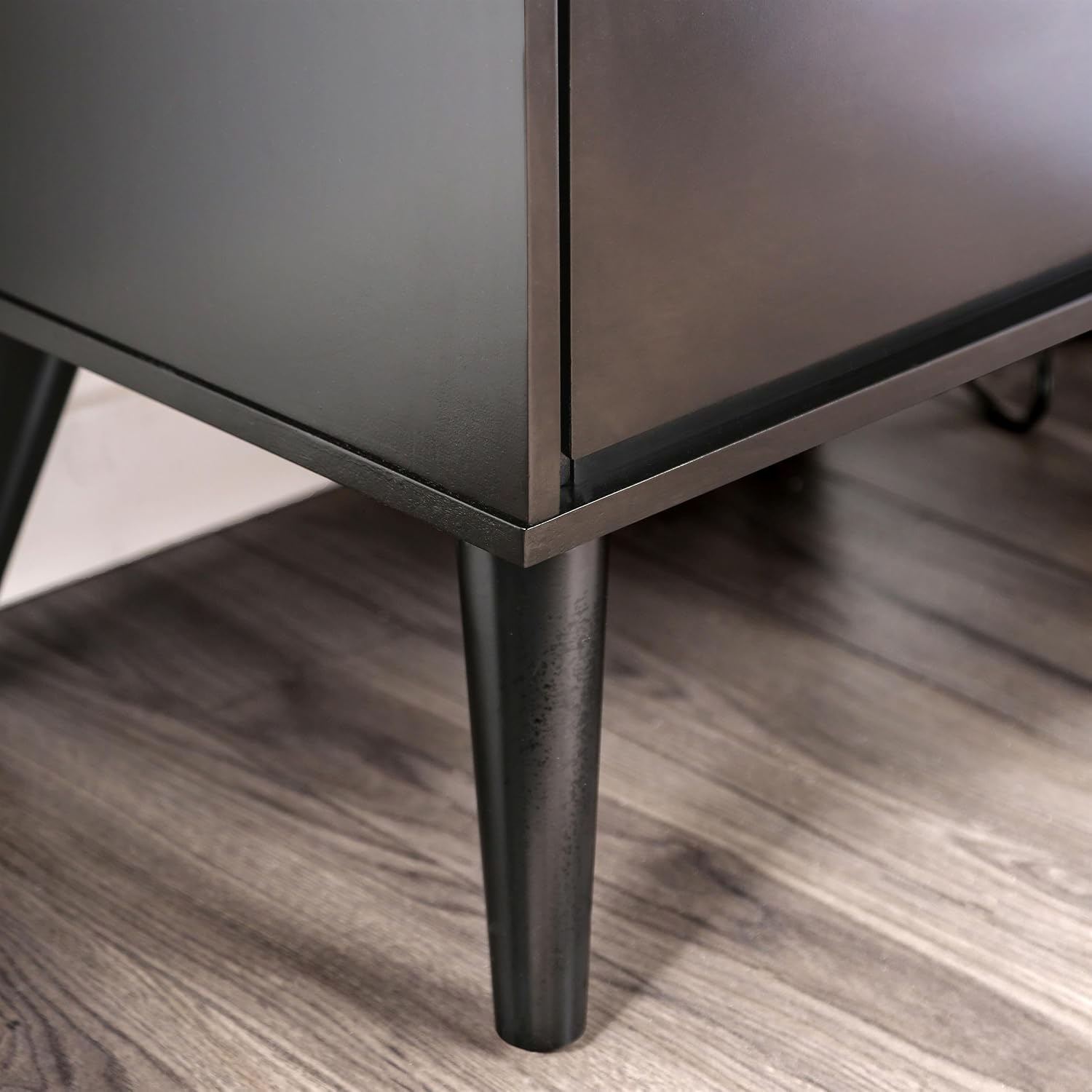 Furniture of America FOA Belkor 2-Piece Black Solid Wood Bedroom Set- King + Nightstand