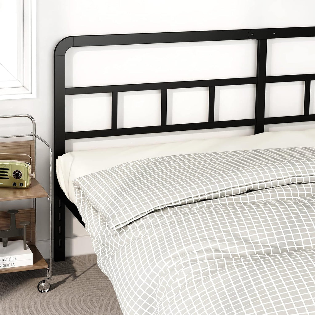 DiaOutro Metal Platform King Bed Frame with Headboard, 14 Inch No Box Spring Needed Heavy Duty Steel Slat Mattress Foundation/Easy Assembly/Noise Free/Black