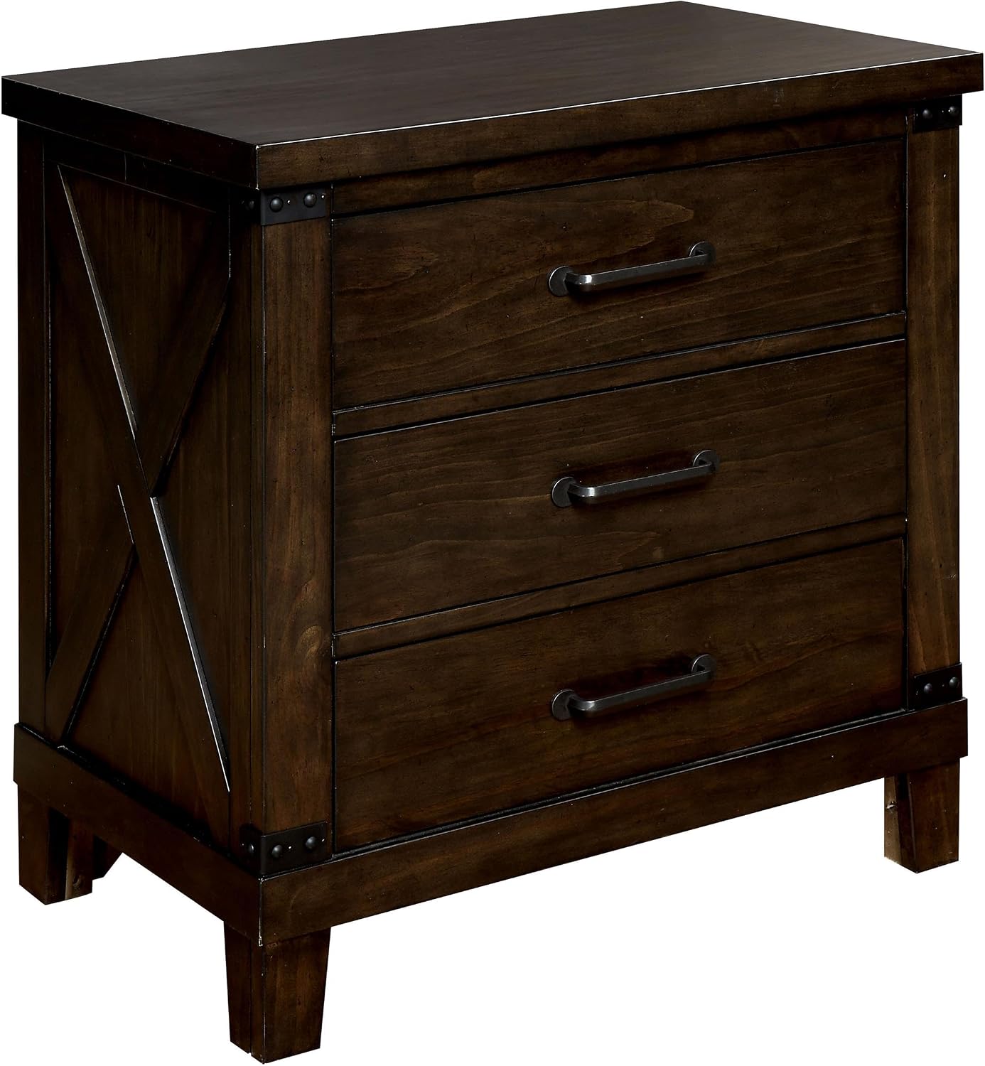 Furniture of America FOA Andrew 2pc Dark Walnut Solid Wood Bedroom Set - King + Nightstand