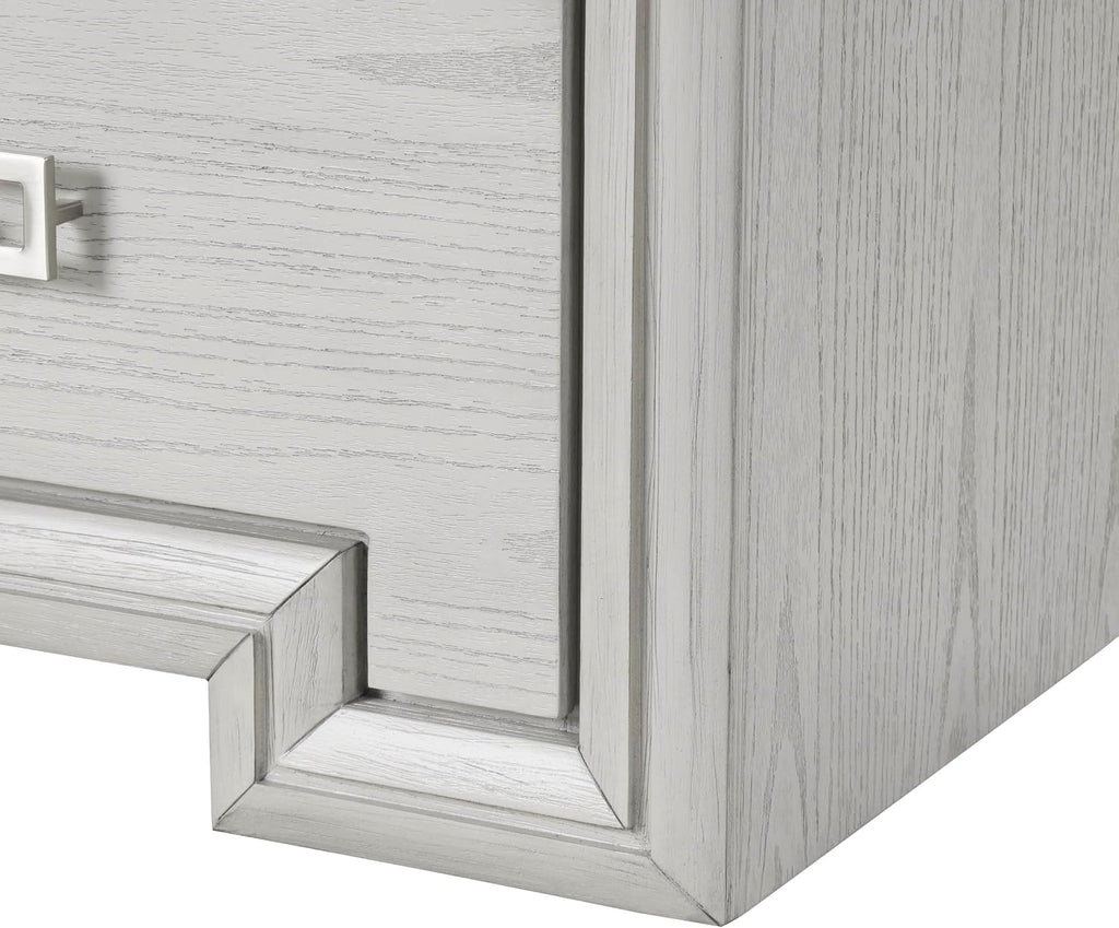 Furniture of America Babsi Modern Wood 3-Piece Bedroom Set with Greek Key Pull, USB Chargers on Nightstand, Felt-Lined Top & Cedarwood-Lined Bottom Drawers, Box Spring Needed, Queen, Rustic White
