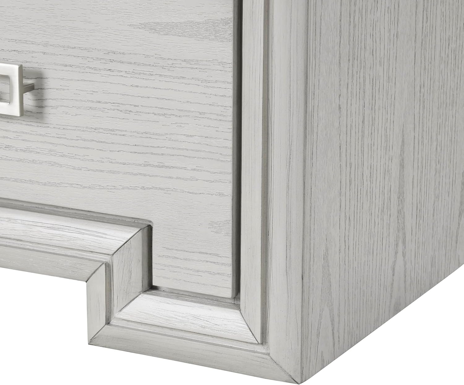 Furniture of America Babsi Modern Wood 3-Piece Bedroom Set with Greek Key Pull, USB Chargers on Nightstand, Felt-Lined Top & Cedarwood-Lined Bottom Drawers, Box Spring Needed, King, Rustic White