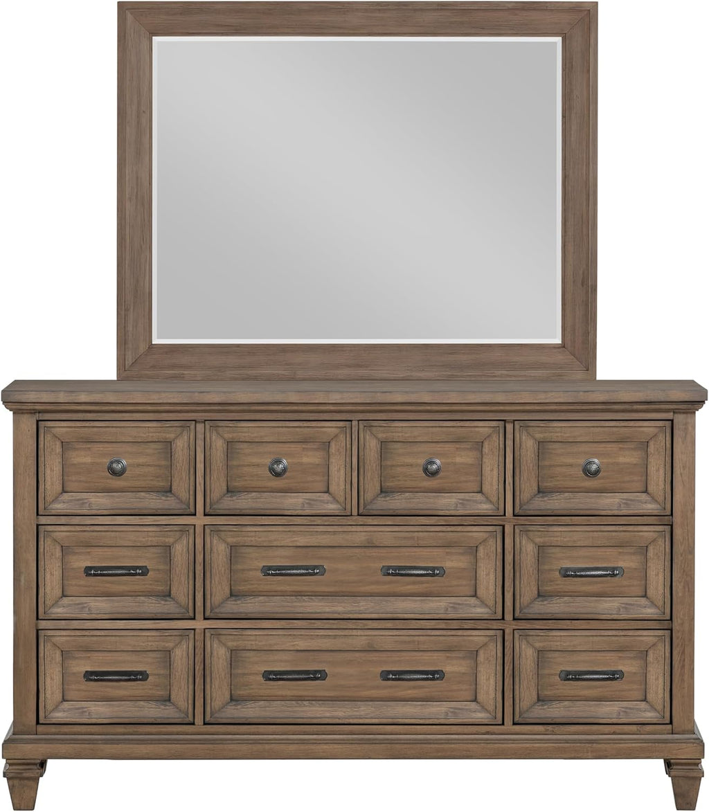 New Classic Furniture Mariana 4-Piece Wood Cal King Bedroom Set with Nightstand, Vintage Mocha