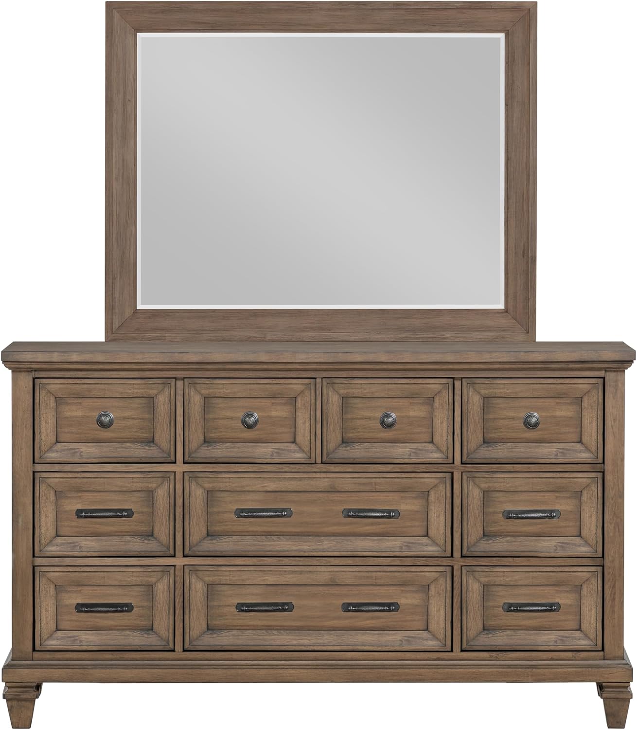 New Classic Furniture Mariana 4-Piece Wood Cal King Bedroom Set with Nightstand, Vintage Mocha
