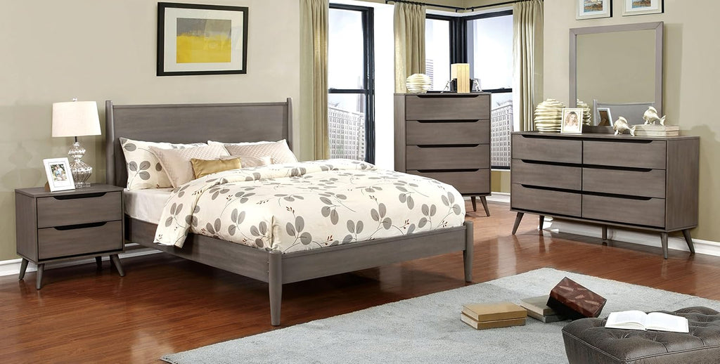 HOMES: Inside + Out Debonaze Modern California King 4-Piece Bedroom Set, Gray