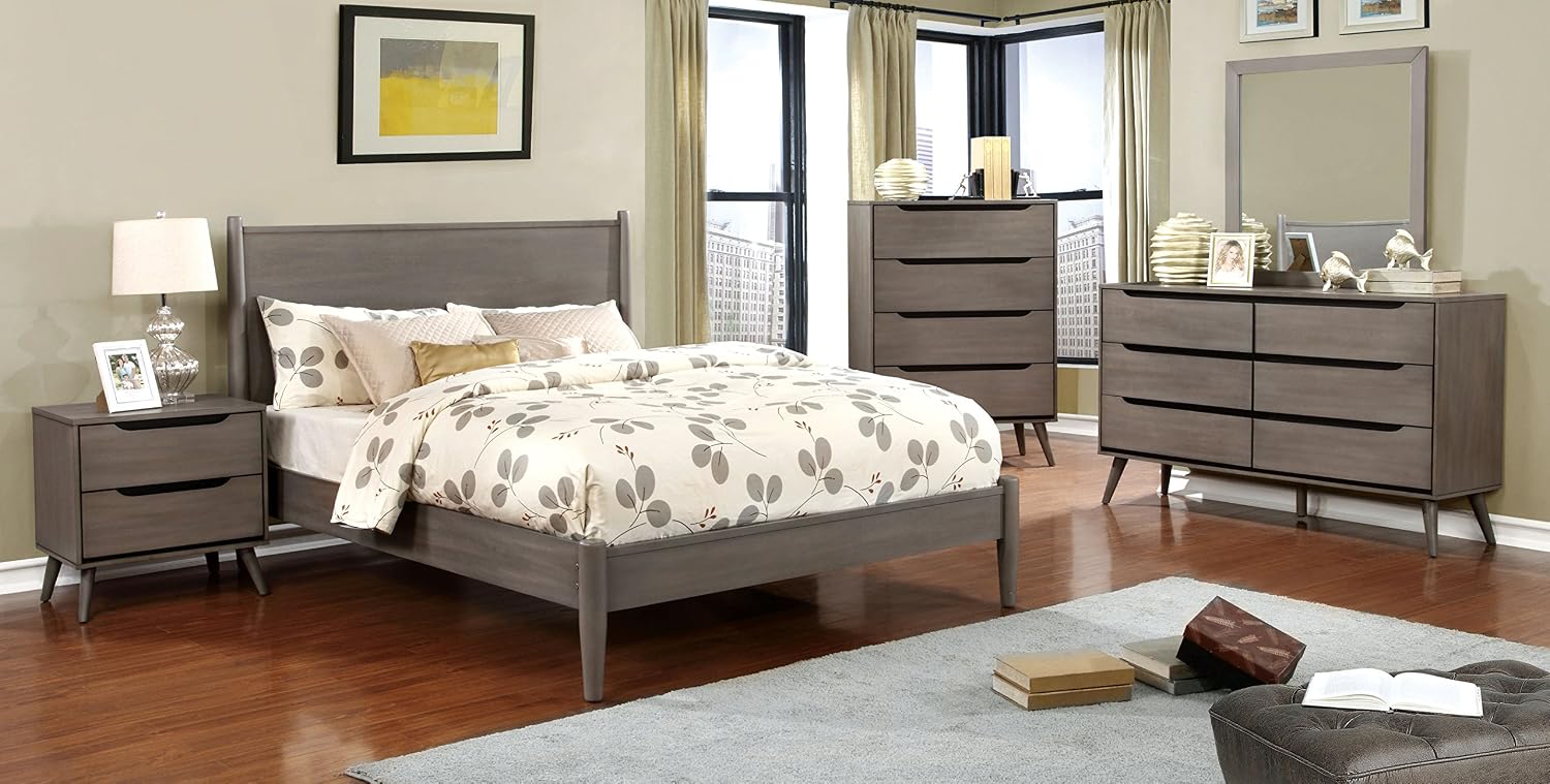 HOMES: Inside + Out Debonaze Modern California King 4-Piece Bedroom Set, Gray