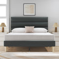 Fluest Full Bed Frame, Platform Bed Frame with Velvet Upholstered Headboard, No Box Spring Needed, Sturdy Metal Support, Noise Free, Easy Assembly, Modern Bedroom Furniture, Grey