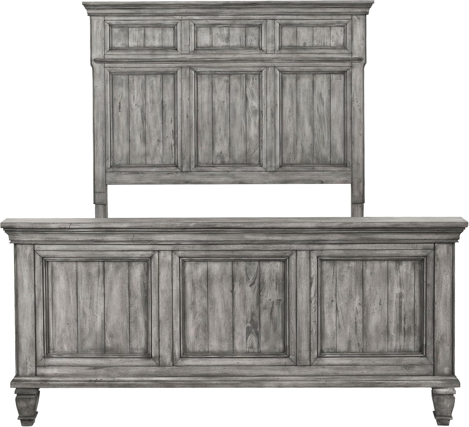 Coaster Home Furnishings Avenue Farmhouse 4-Piece Bedroom Set Eastern King Size Panel Bed Frame 68-inch Headboard Weathered Grey 224031KE-S4