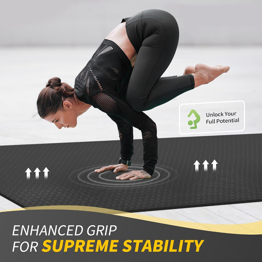 CAMBIVO Yoga Mat 72' x 48' Large Workout Mat for Home Gym Flooring | 6mm-12mm (0.24'-0.48') Extra Thick Exercise Mat for Apartment Fitness | High-Density TPE Cushioning for Joint Protection