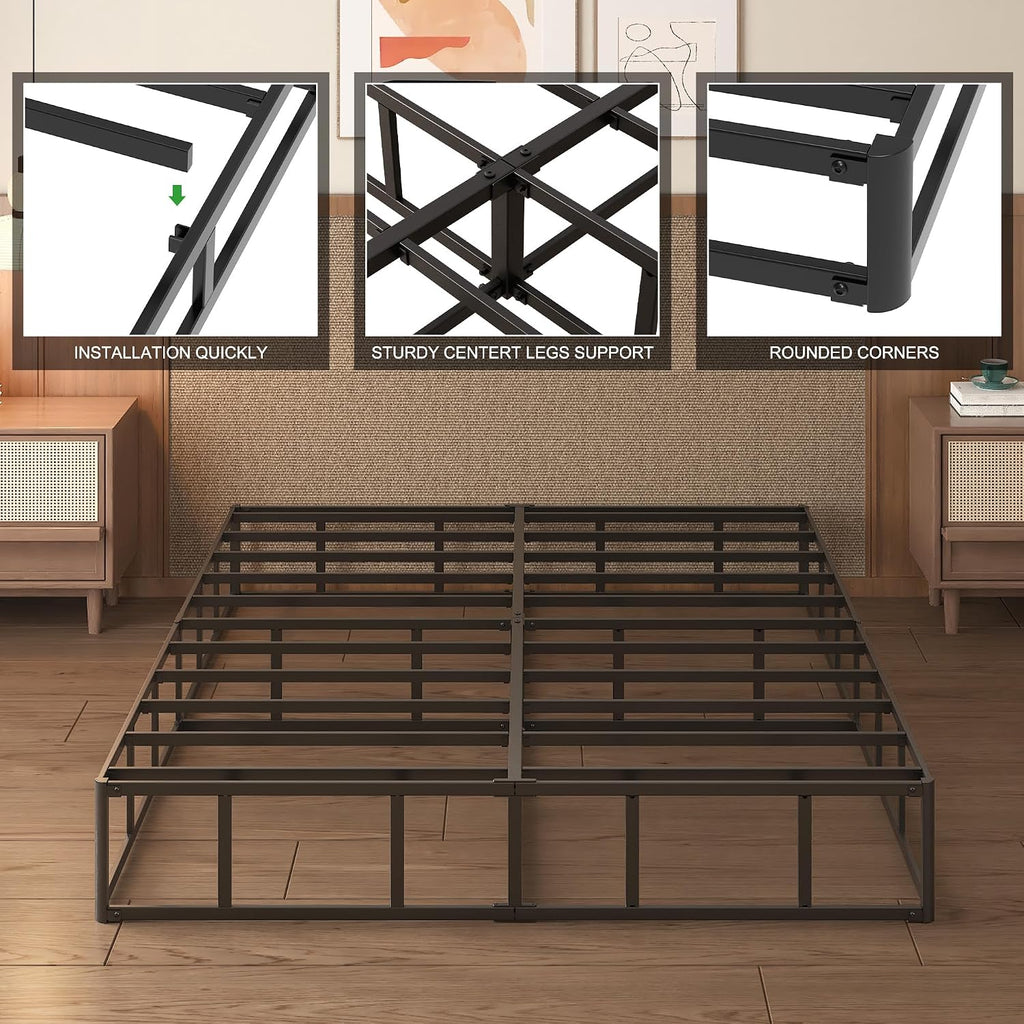 Lutown-Teen 10 Inch Queen Box Spring High Profile, Heavy Duty Metal Box Spring for Queen Bed Base with Fabric Cover, Mattress Foundation, Noise Free, Easy Assembly