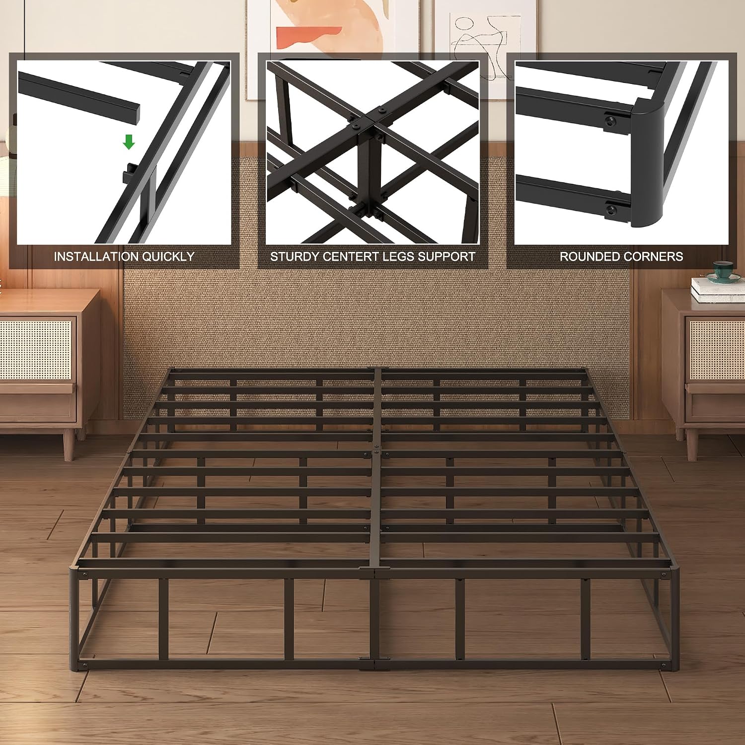 Lutown-Teen 10 Inch King Box Spring High Profile, Heavy Duty Metal King Size Box Spring Bed Base with Fabric Cover, Mattress Foundation, Noise Free, Easy Assembly