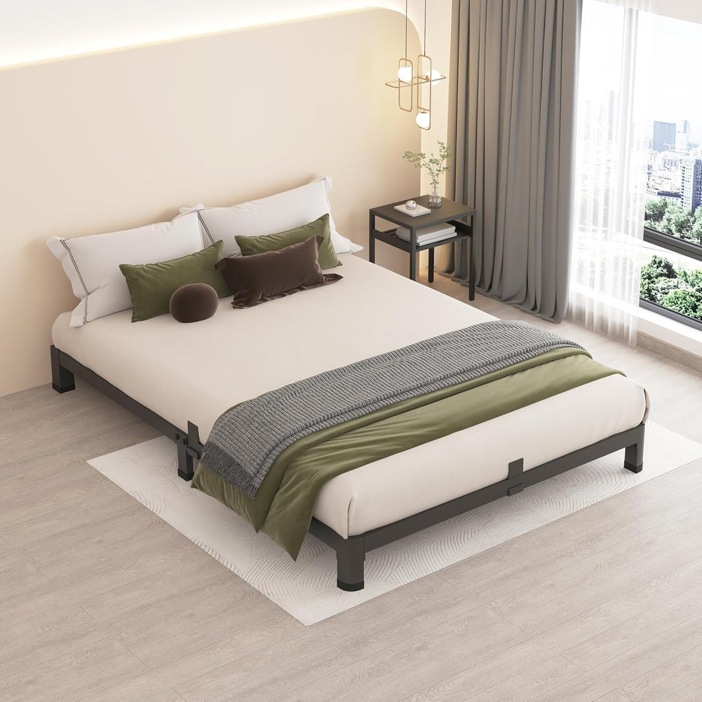 MAF 4 Inch Full Size Metal Platform Bed Frame with Round Corner Legs, 3000 LBS Heavy Duty Steel Slats Support, Noise Free, No Box Spring Needed, Easy Assembly