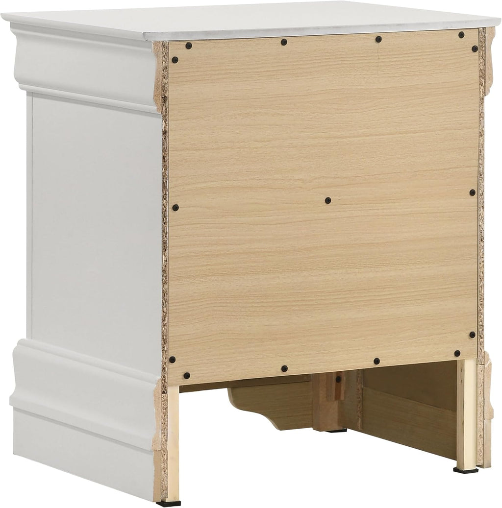 Coaster Home Furnishings Louis Philippe Traditional 4-Piece Bedroom Set Eastern King Size Sleigh Bed Frame 47-inch Headboard White 202441KE-S4