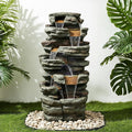 Naturefalls 48' High Outdoor Rock Water Fountain with LED Lights - Mutil-Tiers Poly-Resin Cascading Waterfall Fountain for Garden, Patio, Yard, Home Decor