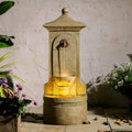 Outdoor Wall Fountain with LED Lights, 42.91' H Freestanding Garden Water Fountain, Large Floor Standing Patio Waterfall Feature, European Resin Flat Back Yard Courtyard Porch Déco