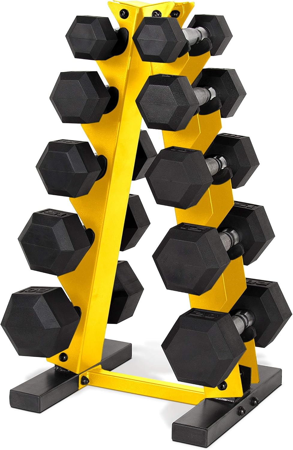 CAP Barbell 150 LB Coated Hex Dumbbell Weight Set with Vertical Rack | Multiple Options