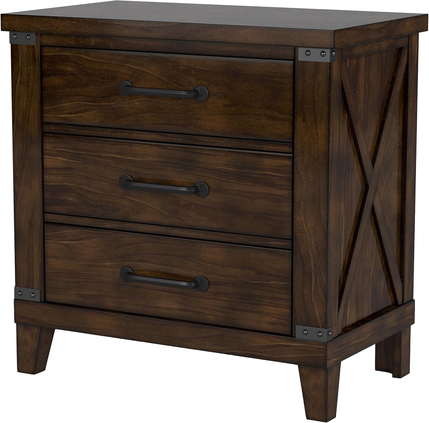 Furniture of America FOA Andrew 2pc Dark Walnut Solid Wood Bedroom Set - Cal King + Nightstand