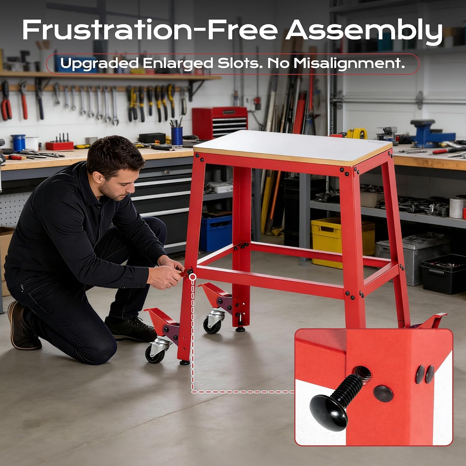 700 Lbs Heavy Duty Drill Press Stand with Wheels, 30' Height & 26'x14' MDF Top Universal Tool Stand, Expandable Mobile Work Bench Station for Planers, Table Saws, Grinders & Band Saws