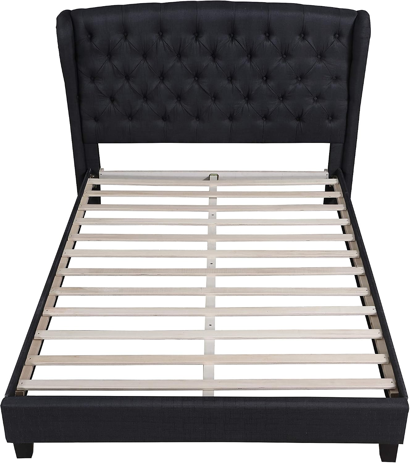 Best Master Furniture YY130 New Tufted with Wingback Platform Bed Black Queen