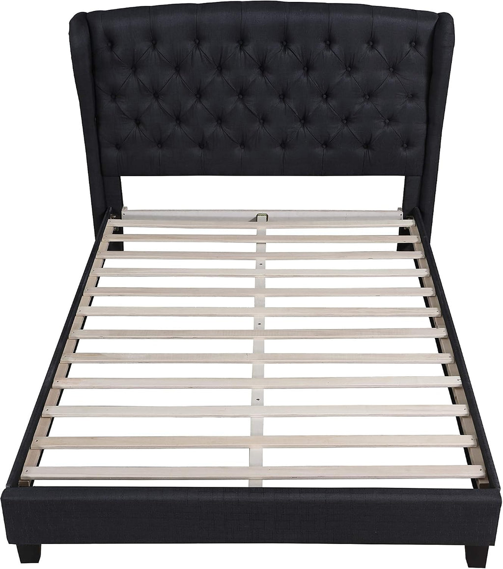 Best Master Furniture YY130 New Tufted with Wingback Platform Bed Black California King