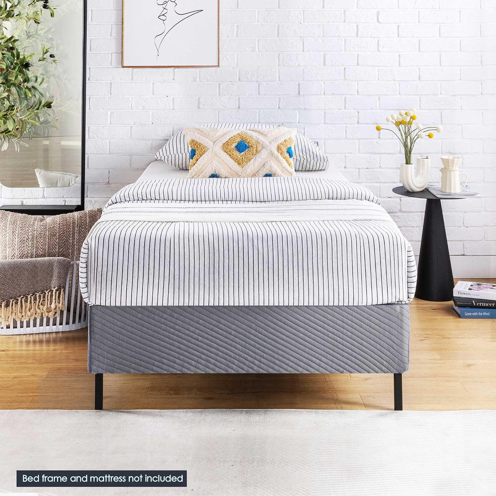 Best Price Mattress Twin Box Spring, 9' High Profile with Heavy Duty Steel Slat Mattress Foundation Fits Standard Bed Frame, Twin Size