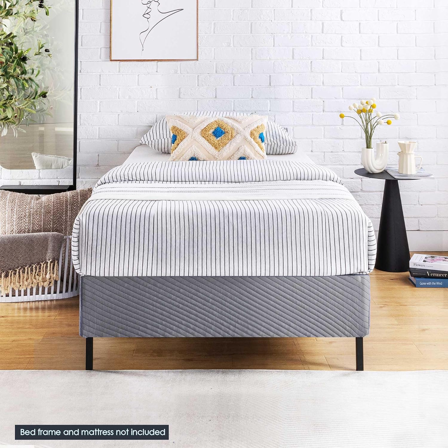 Best Price Mattress Twin Box Spring, 9' High Profile with Heavy Duty Steel Slat Mattress Foundation Fits Standard Bed Frame, Twin Size