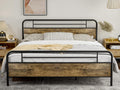 IKIFLY California King Bed Frames with Wood Headboard Footboard, Farmhouse Metal Cal King Platform Bed, Heavy Duty Steel Slats, 12' Under Bed Storage, Noise Free, No Box Spring Needed - Rustic Brown