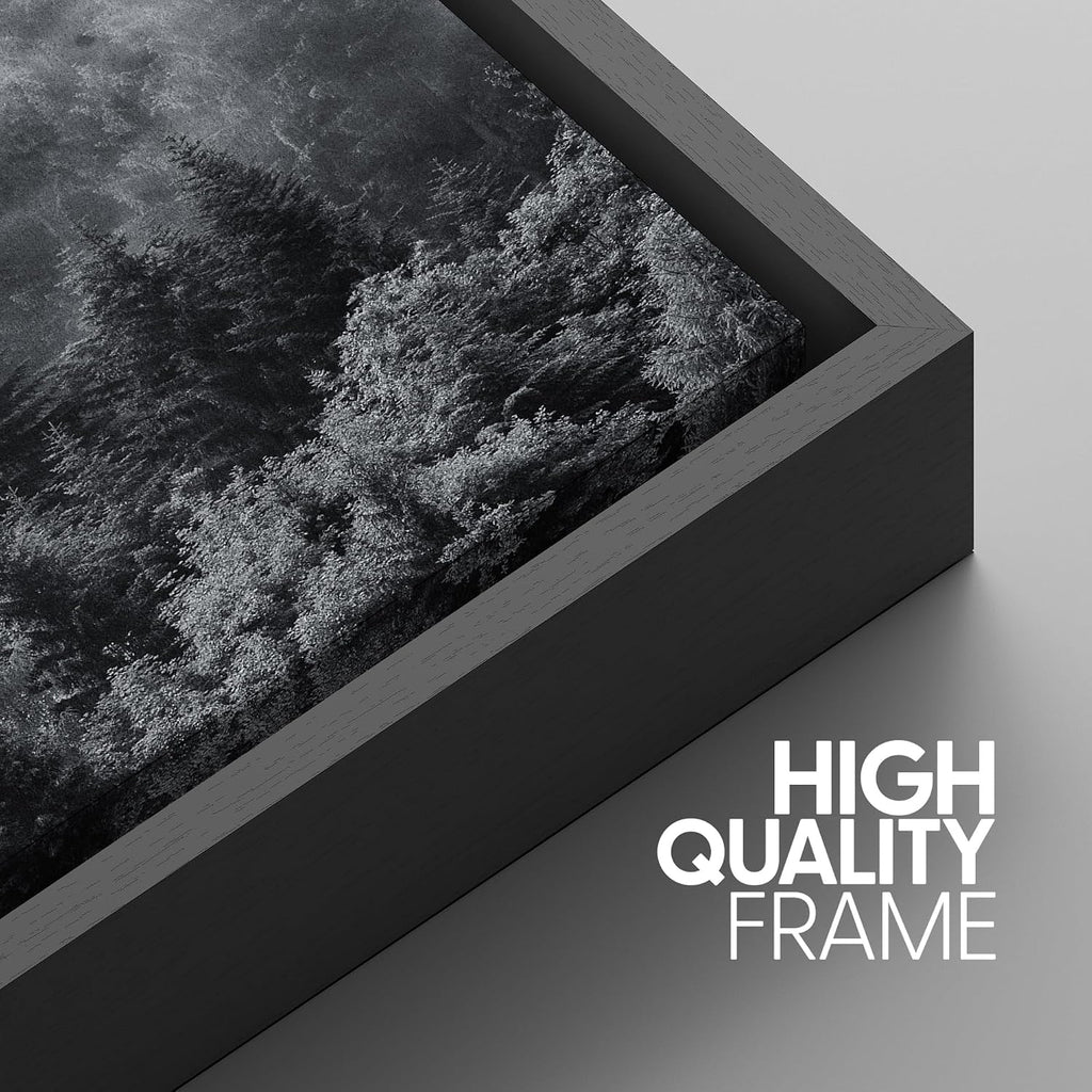 SIGNWIN Framed Canvas Print Wall Art Set Black & White Misty Mountain Forest Nature Wilderness Photography Modern Art Chic Landscape Relax/Calm for Living Room, Bedroom, Office - 24'x36'x3 Black