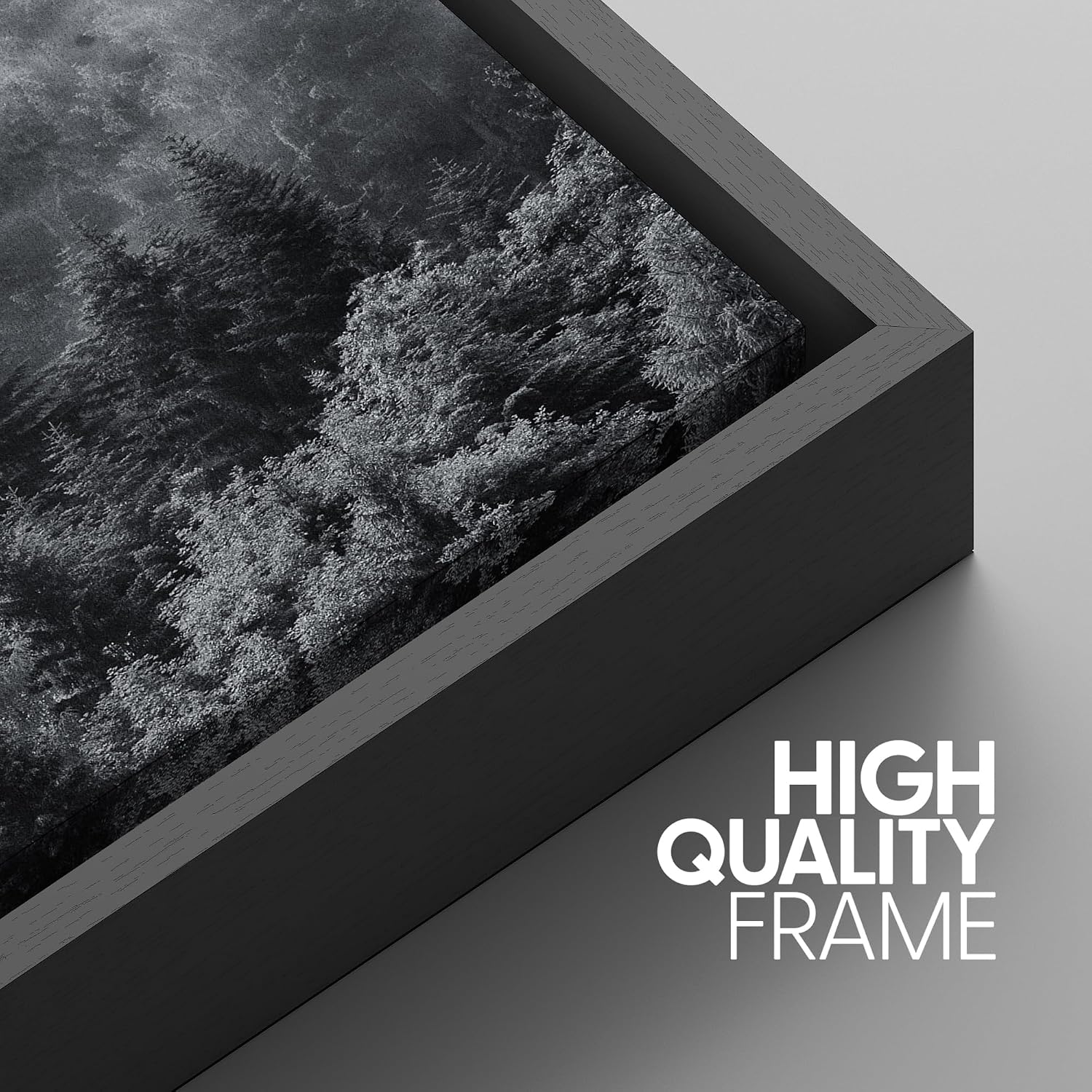 SIGNWIN Framed Canvas Print Wall Art Set Black & White Misty Mountain Forest Nature Wilderness Photography Modern Art Chic Landscape Relax/Calm for Living Room, Bedroom, Office - 24'x36'x3 Black