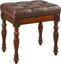 LEEMTORIG Traditional Shoe Bench with Button Tufted Pad & Wood Legs, Upholstered Entryway Bench for Bedroom Living Room Hallway, 18.5' x 14.2' x 18.9', Walnut & Cherry Brown FD-1533-BN