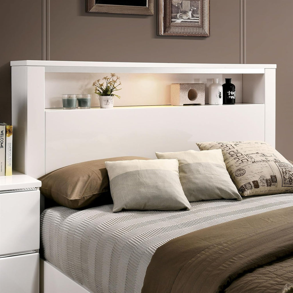 Furniture of America FOA Quaker Modern 3-Piece White Wood Bedroom Set - King + 2 Nightstands