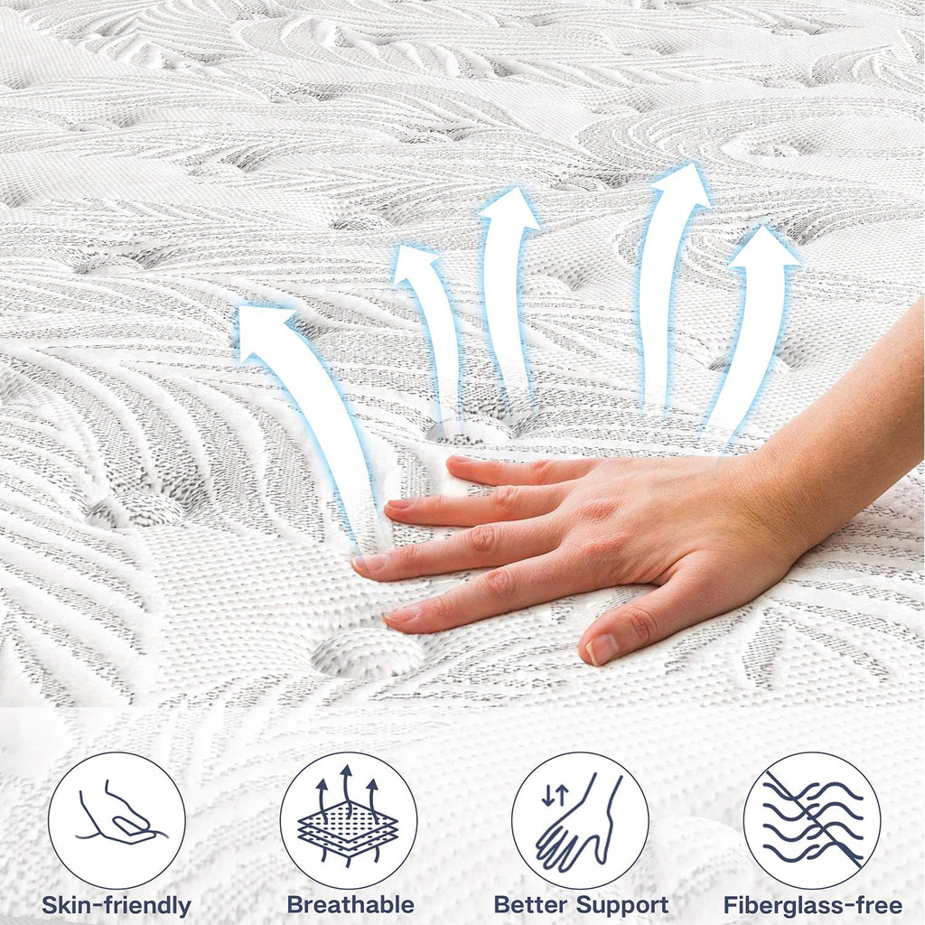 6V-Sermmoo 12 Inch California King Memory Foam Mattress for Back Pain, Cooling Gel Mattress Bed in a Box, Medium Firm,Pressure Relief,Motion Isolation, Edge Support,CertiPUR-US,72'*84'*12'