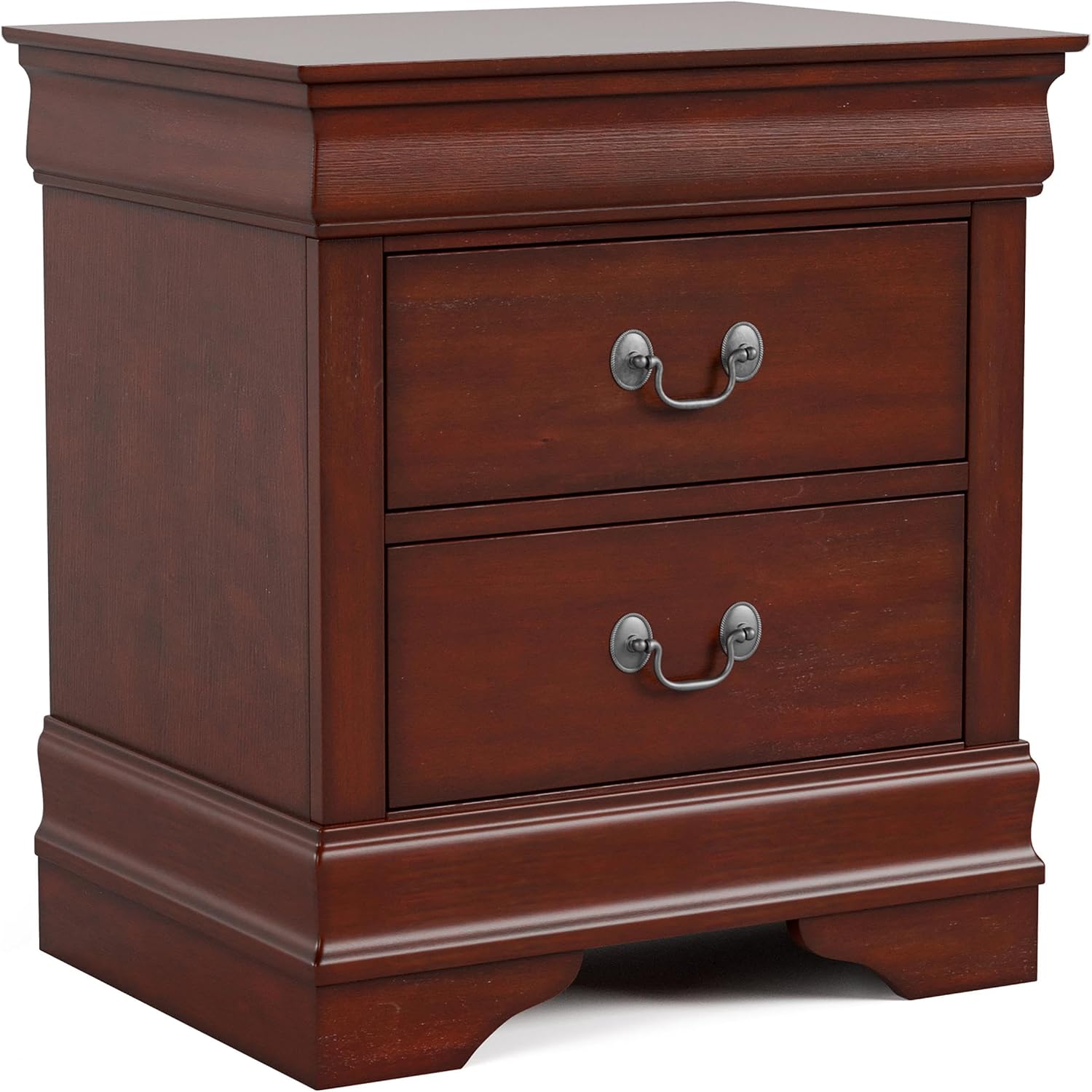 Furniture of America Arabella Traditional Solid Wood 3 Piece Bedroom Set, King Bed Frame and Nightstands Set of 2, Chic Sleigh Design Bedframe with Headboard and Footboard, Box Spring Needed, Cherry