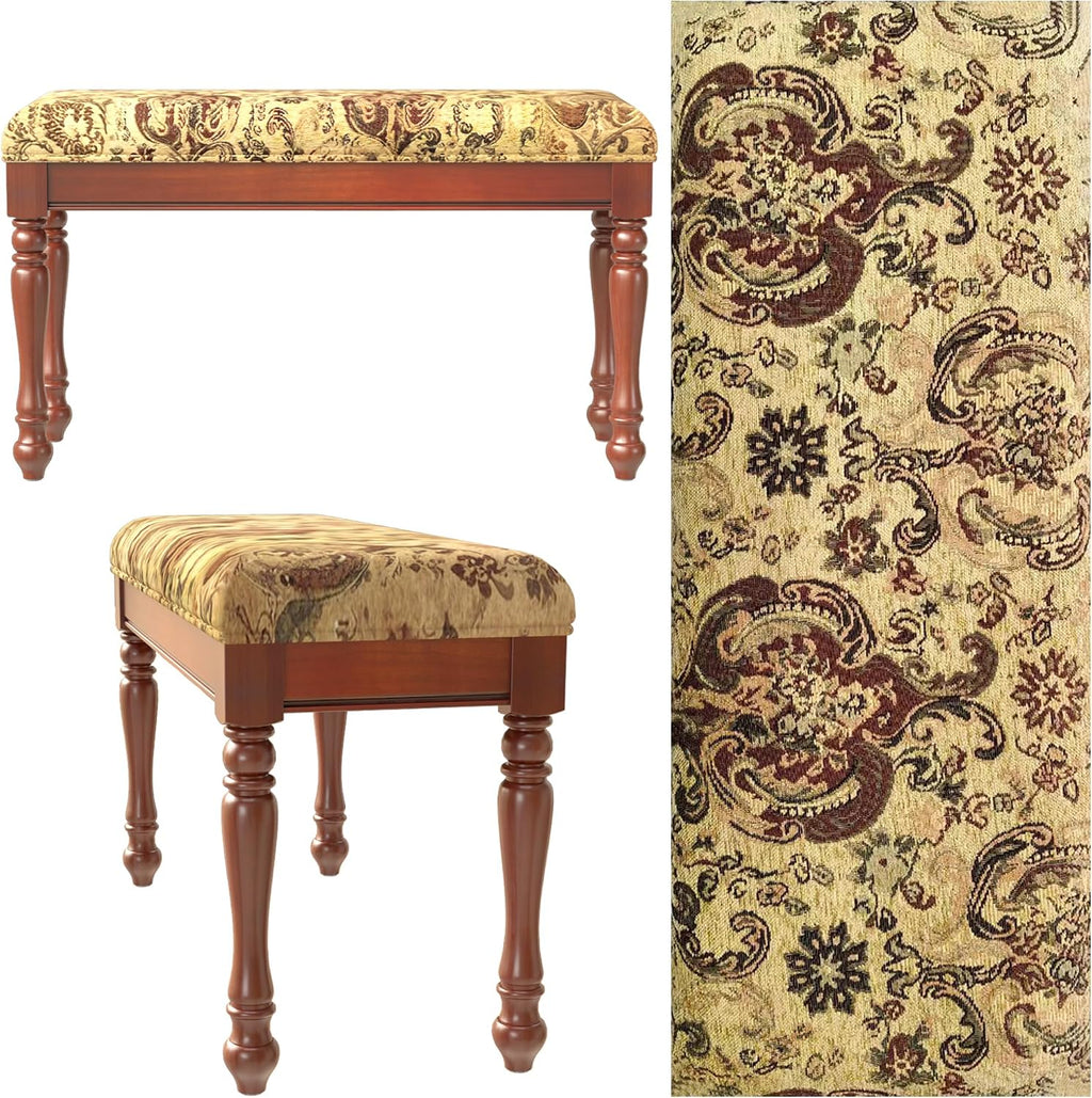 31.5' Linen Bedroom Bench - Upholstered Bench for Bedroom End of Bed, Entryway Bench with Solid Wood Legs, Makeup Vanity Stool,Cherry Red -11.8'D x 31.5'W x 18.1'H