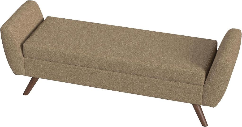 HomePop Modern Storage Bench with Wood Legs |Homepop Home Décor|Bench with Storage for Living Room & Bedroom - Brown