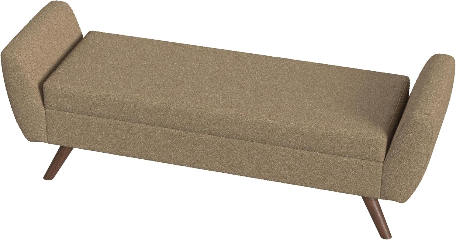 HomePop Modern Storage Bench with Wood Legs |Homepop Home Décor|Bench with Storage for Living Room & Bedroom - Brown