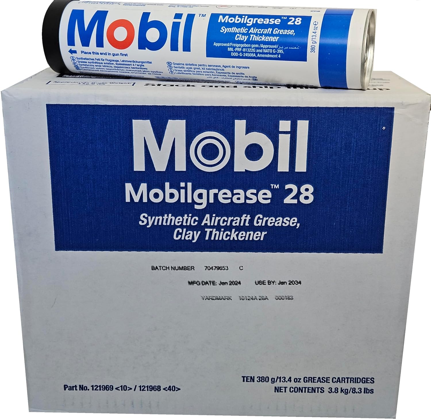 Mobil - Mobilgrease 28 Synthetic Aircraft Grease, Clay thickener Aviation, 13.7oz, Approved MIL-PRF-81322,NATO G-395, DOD-G-24508a, Amendment 4, NLGI 1.5 (10 Pack)