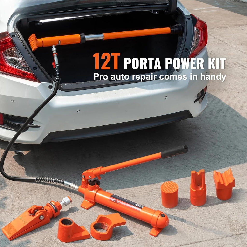 10T Porta Power Kit Portable Hydraulic Jack With Oil Hose Auto Body Fe Repair Kit With Storage Case For Car Repair