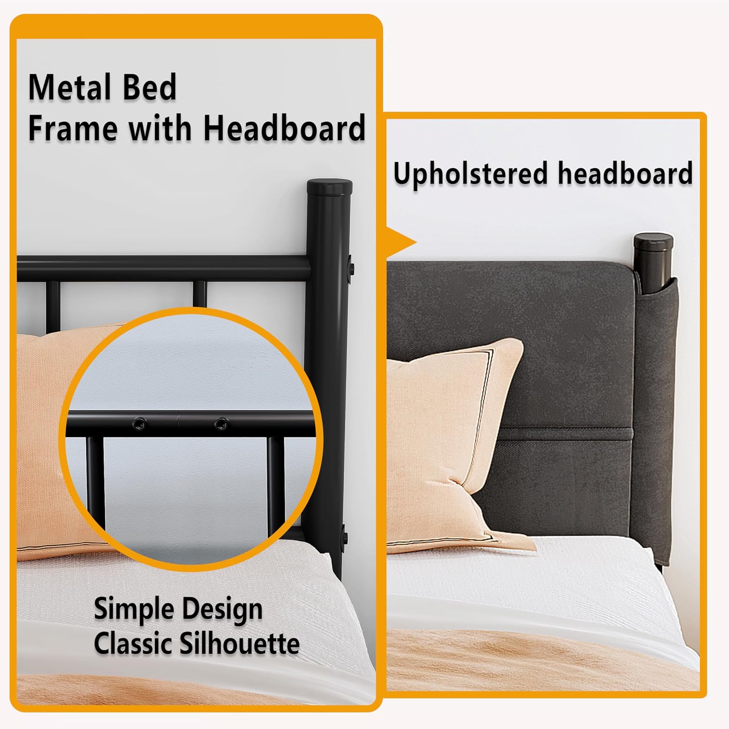 Metal Bed Frame,14Inch King Size Bed Frame with Storage Space,Heavy Duty Sturdy Mattress Foundation,Easy Assembly,No Box Spring Needed,King Grey