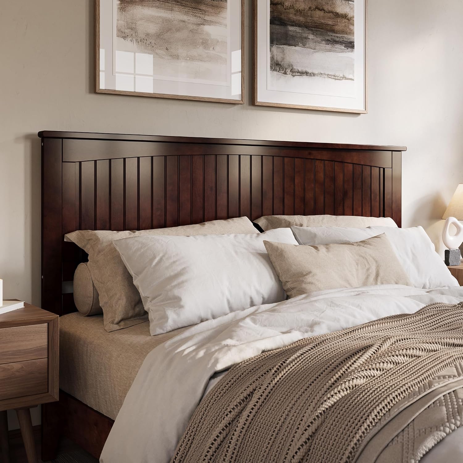 AFI, Nantucket King Solid Wood Panel Headboard, Walnut